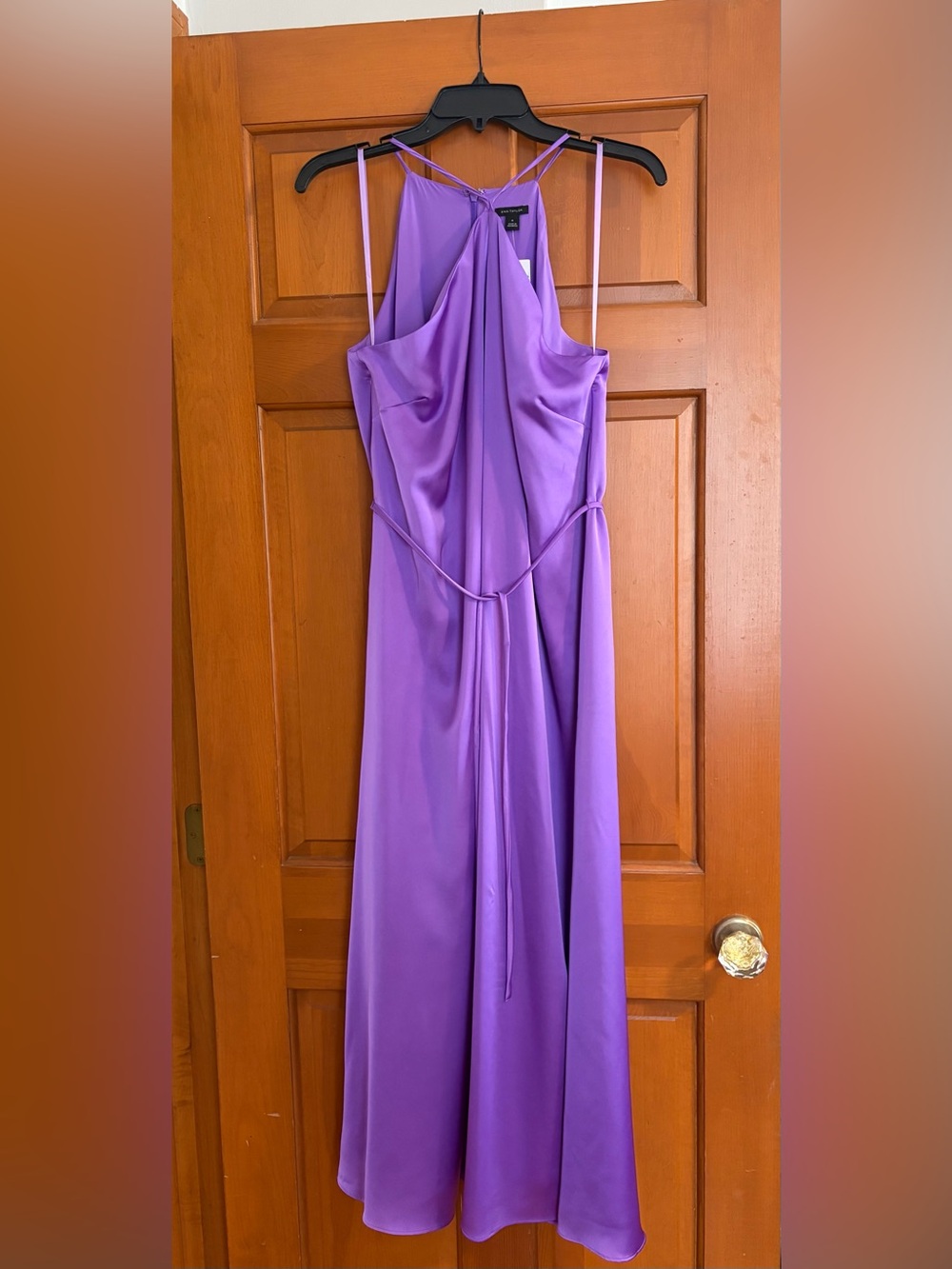 Ann Taylor Lavender Satin Halter Maxi Dress